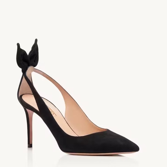 Aquazzura Bow Tie Pump 85mm Heels Black Size 36 - Picture 4 of 14